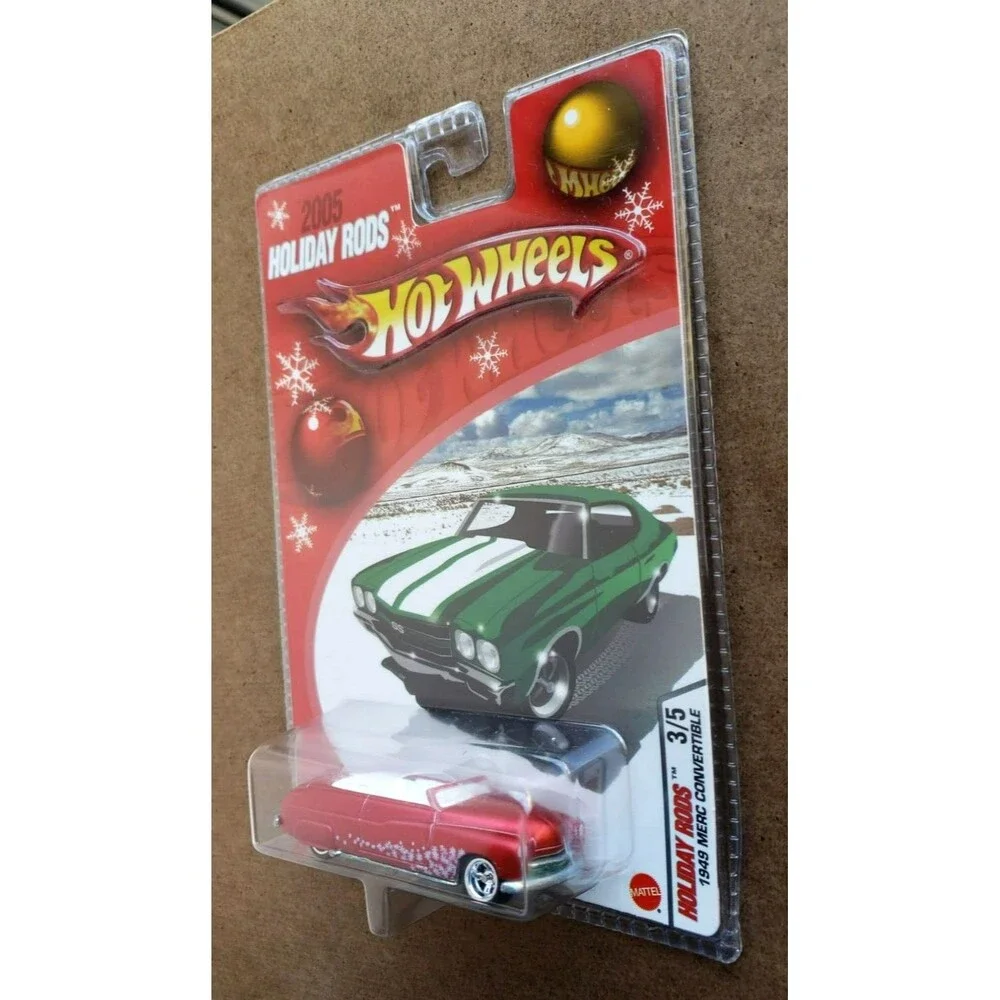 VTG 2005 Hot Wheels 1949 MERC CONVERTIBLE RED Holiday Rods 3/5 1:64 Chrome RRMAG